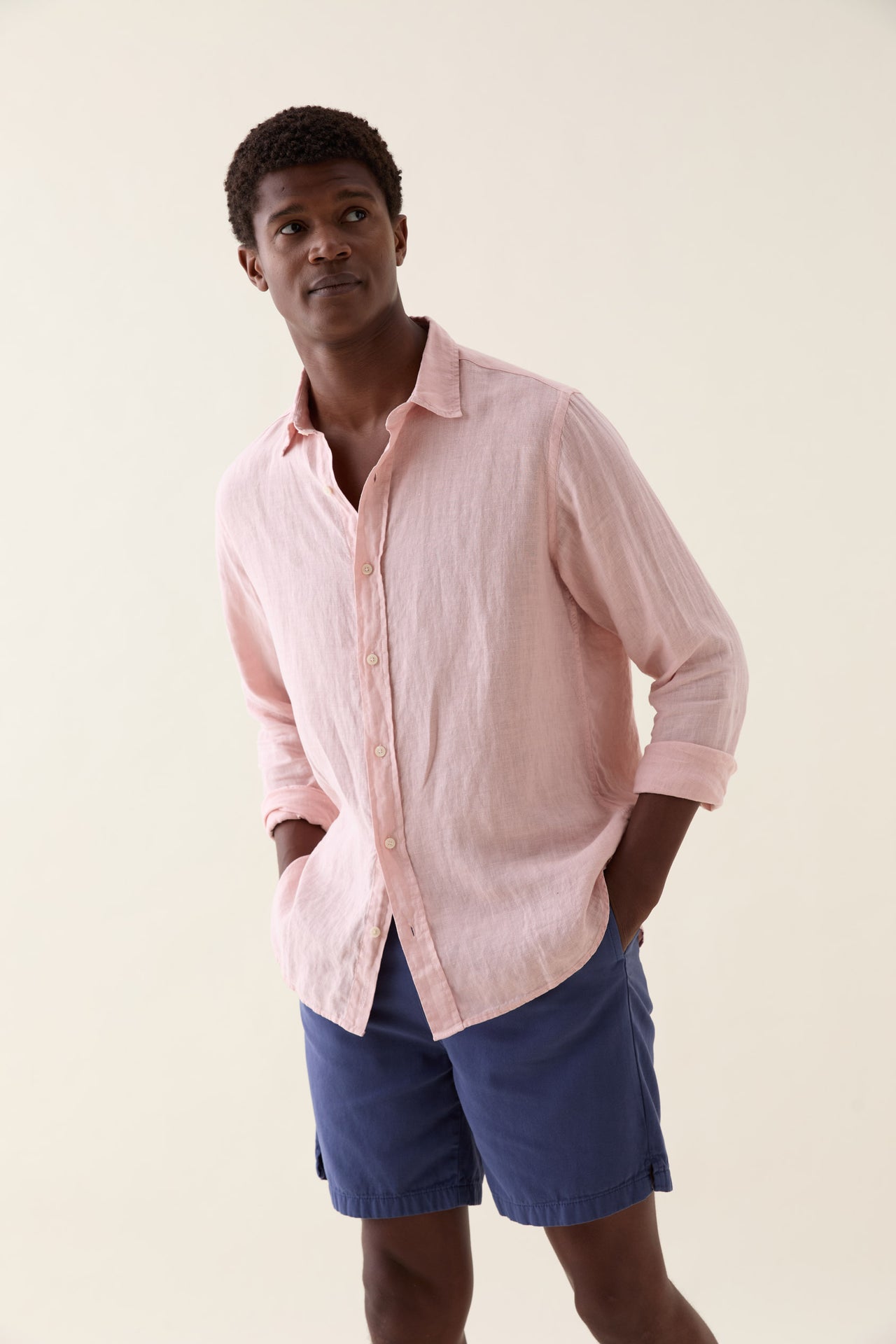 Upton Pink Garment Dye Linen Shirt