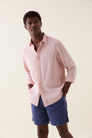 Upton Pink Garment Dye Linen Shirt