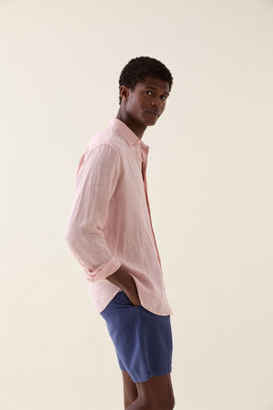 Upton Pink Garment Dye Linen Shirt