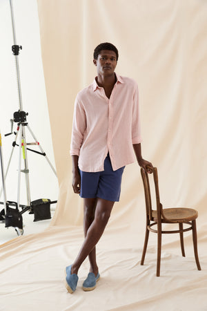 Upton Pink Garment Dye Linen Shirt