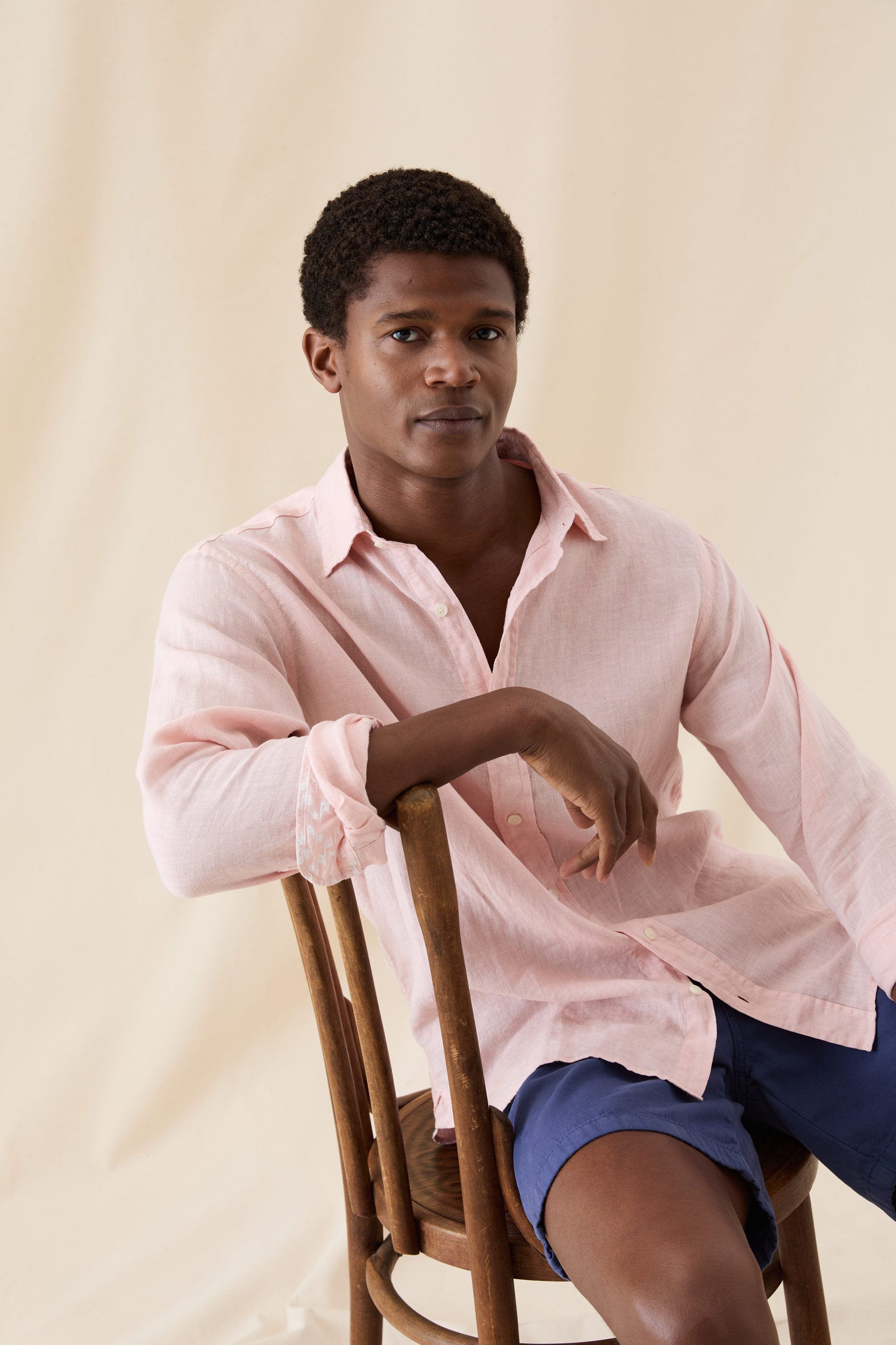 Upton Pink Garment Dye Linen Shirt