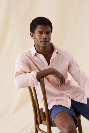 Upton Pink Garment Dye Linen Shirt