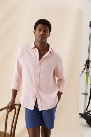 Upton Pink Garment Dye Linen Shirt