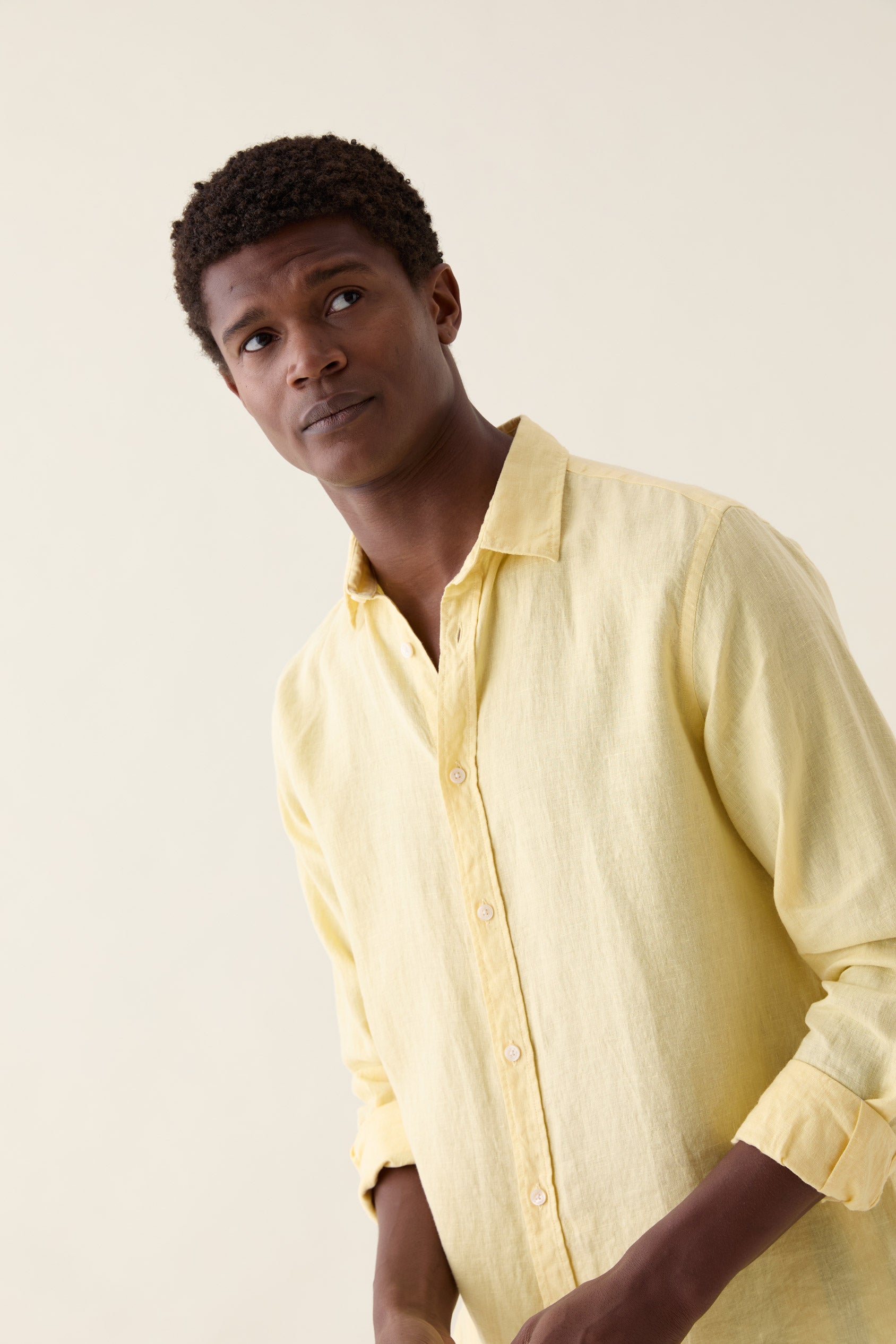 Upton Yellow Garment Dye Linen Shirt