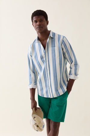 Wadhurst Blue Printed Stripe Shirt