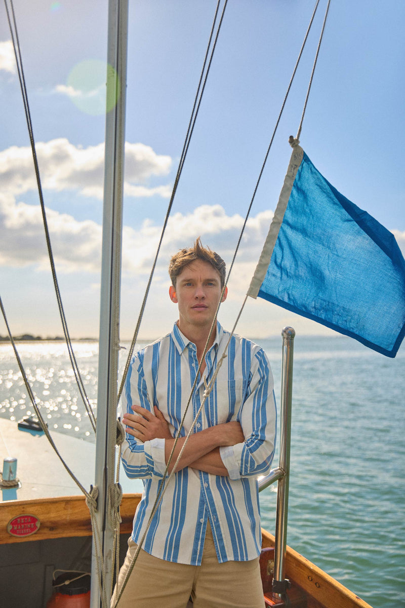 Wadhurst Blue Printed Stripe Shirt