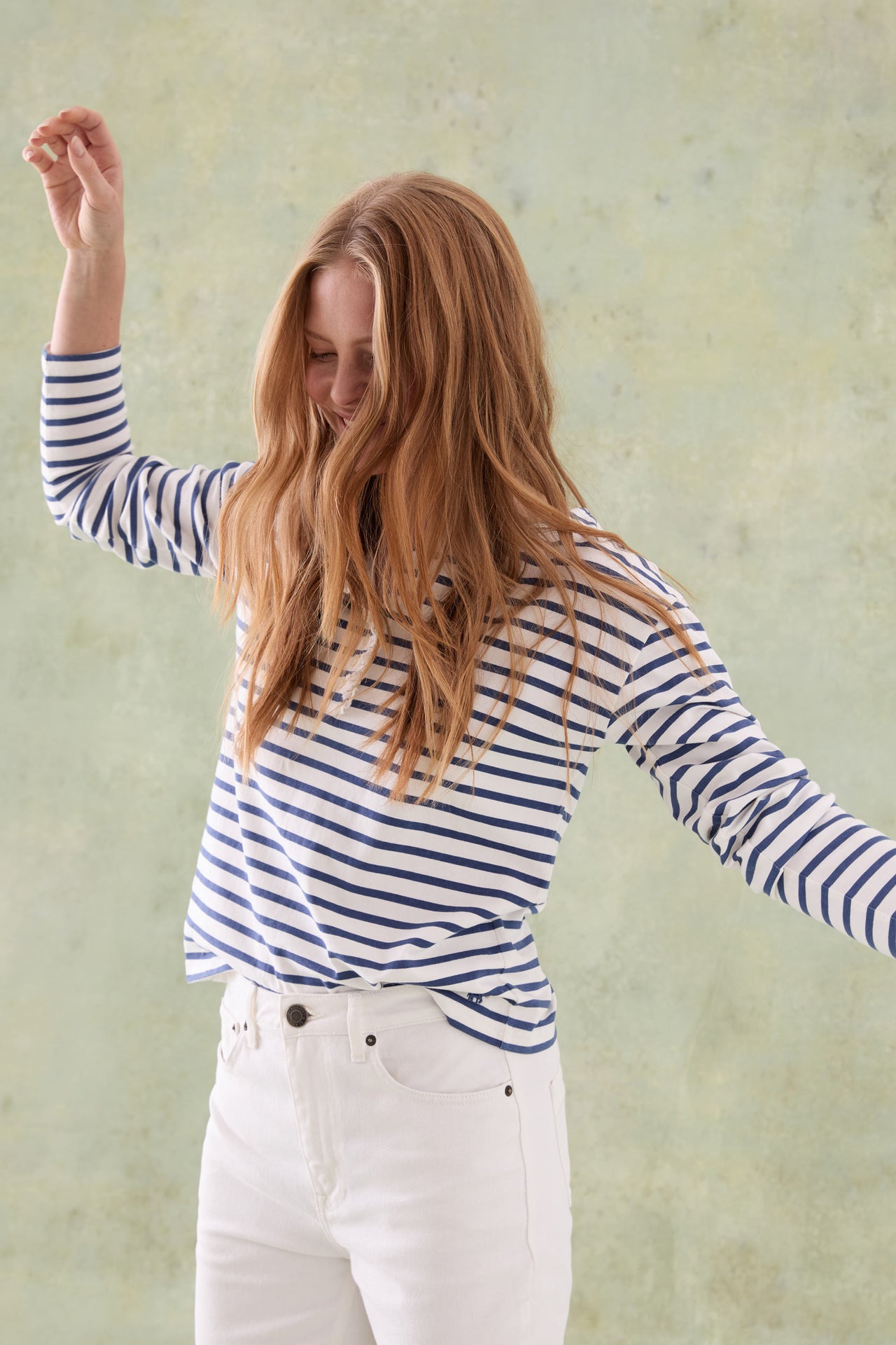 Warlingham Stripe Ruffle Henley Top