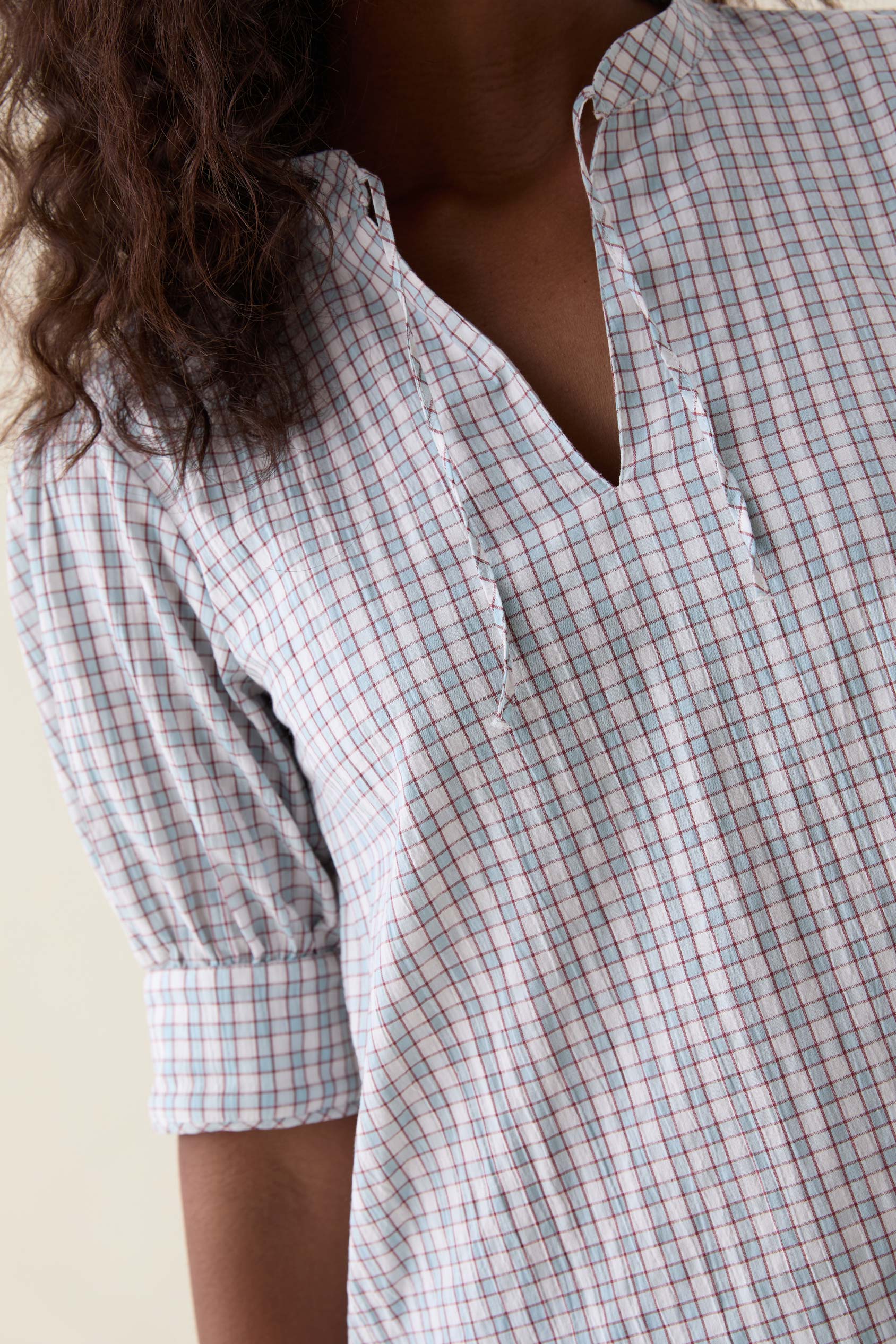 Waverley Gingham Tie Neck Blouse