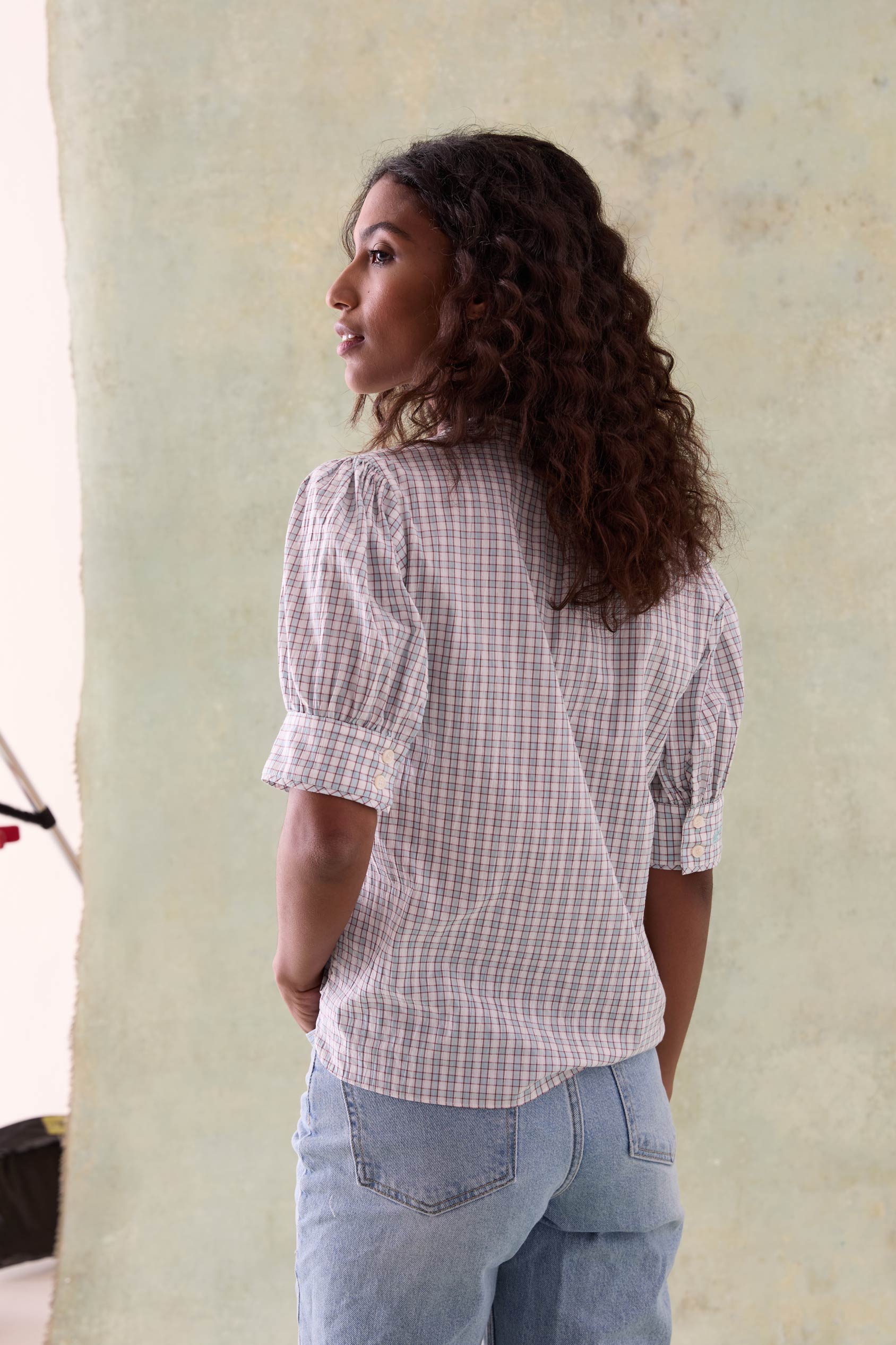 Waverley Gingham Tie Neck Blouse