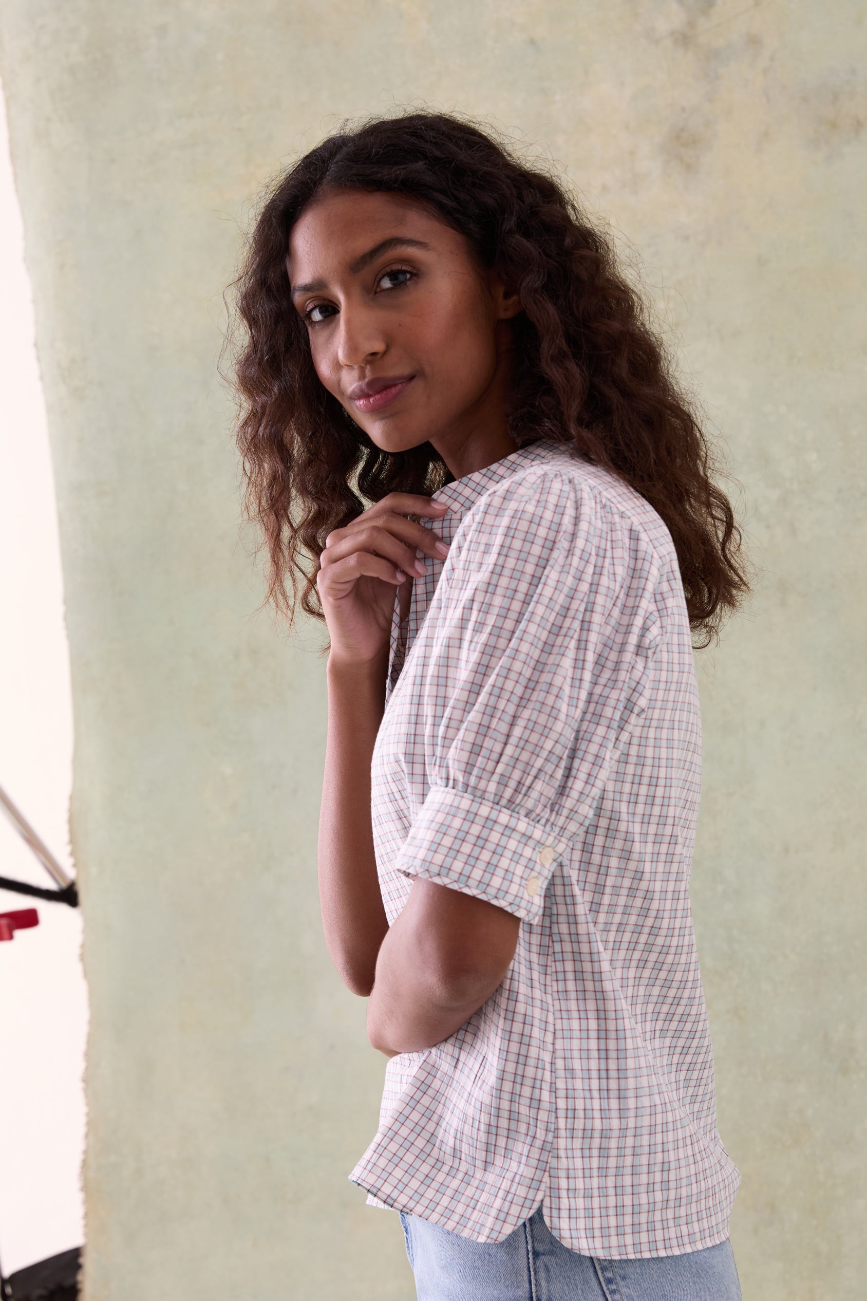 Waverley Gingham Tie Neck Blouse