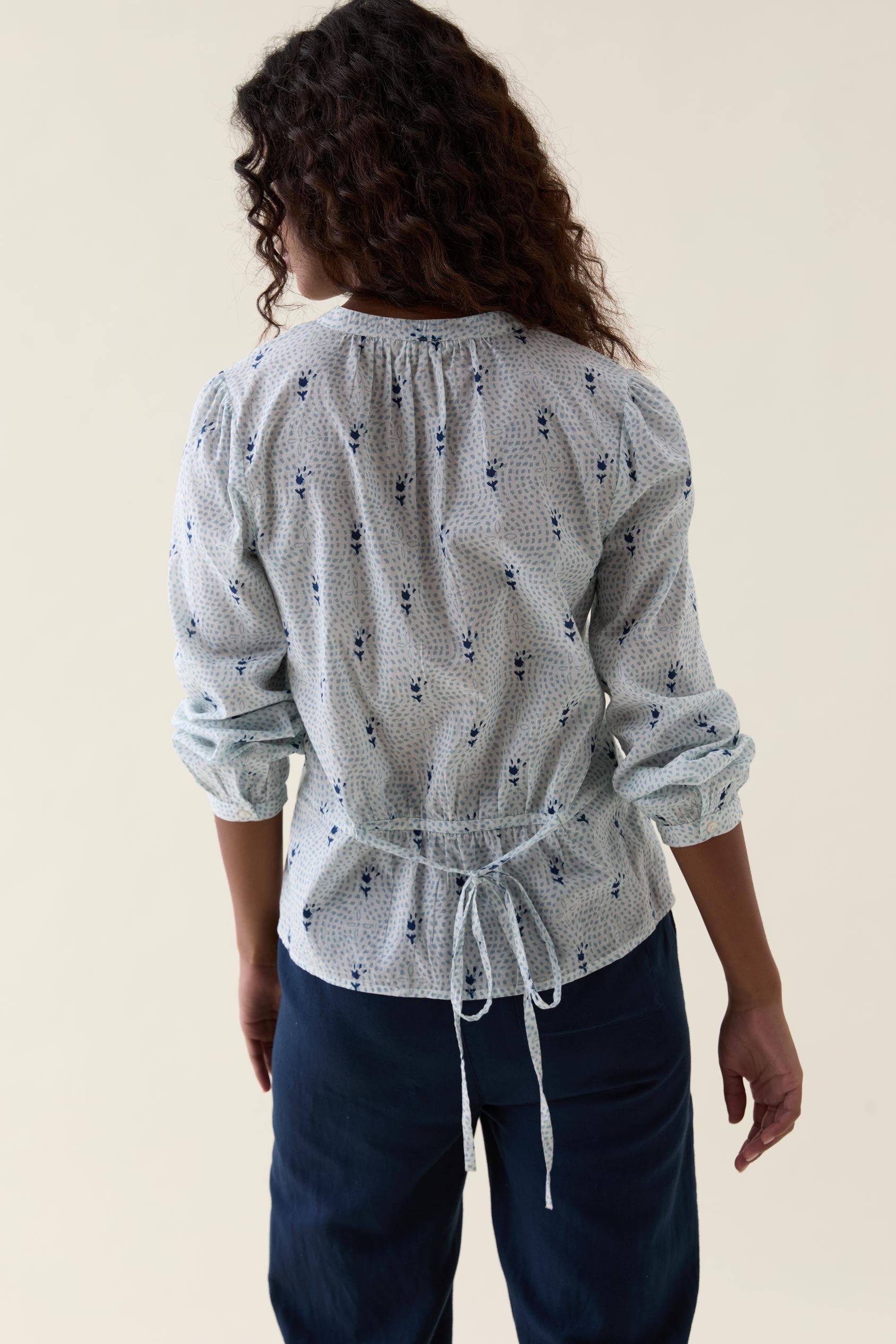Witley Blues Printed Tie Waist Blouse