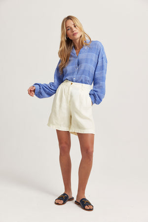Milford Cream Cotton Linen Shorts