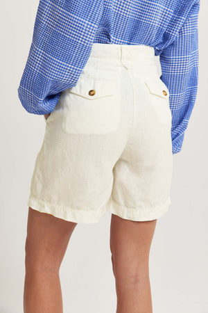Milford Cream Cotton Linen Shorts