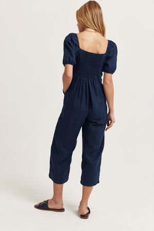 Billacott Navy Puff Sleeve Jumpsuit