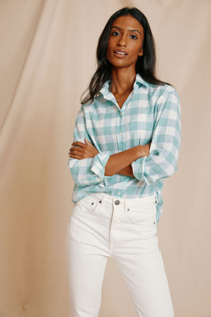 Chalton Mint Cotton Linen Check Shirt