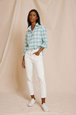 Chalton Mint Cotton Linen Check Shirt