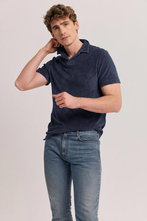 Portreath Navy Towelling Polo