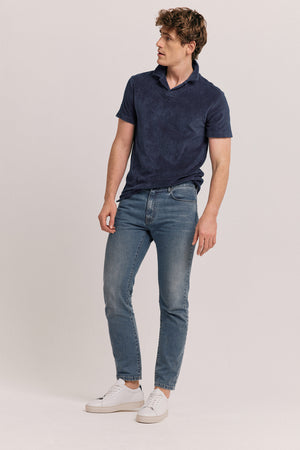 Portreath Navy Towelling Polo