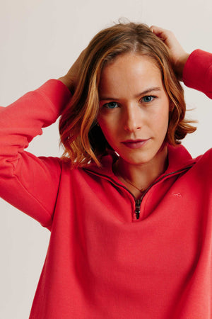 Sarisbury Raspberry Half Zip Sweat