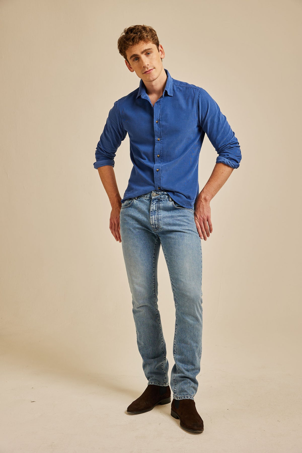Wyck Stormy Blue Cord Shirt