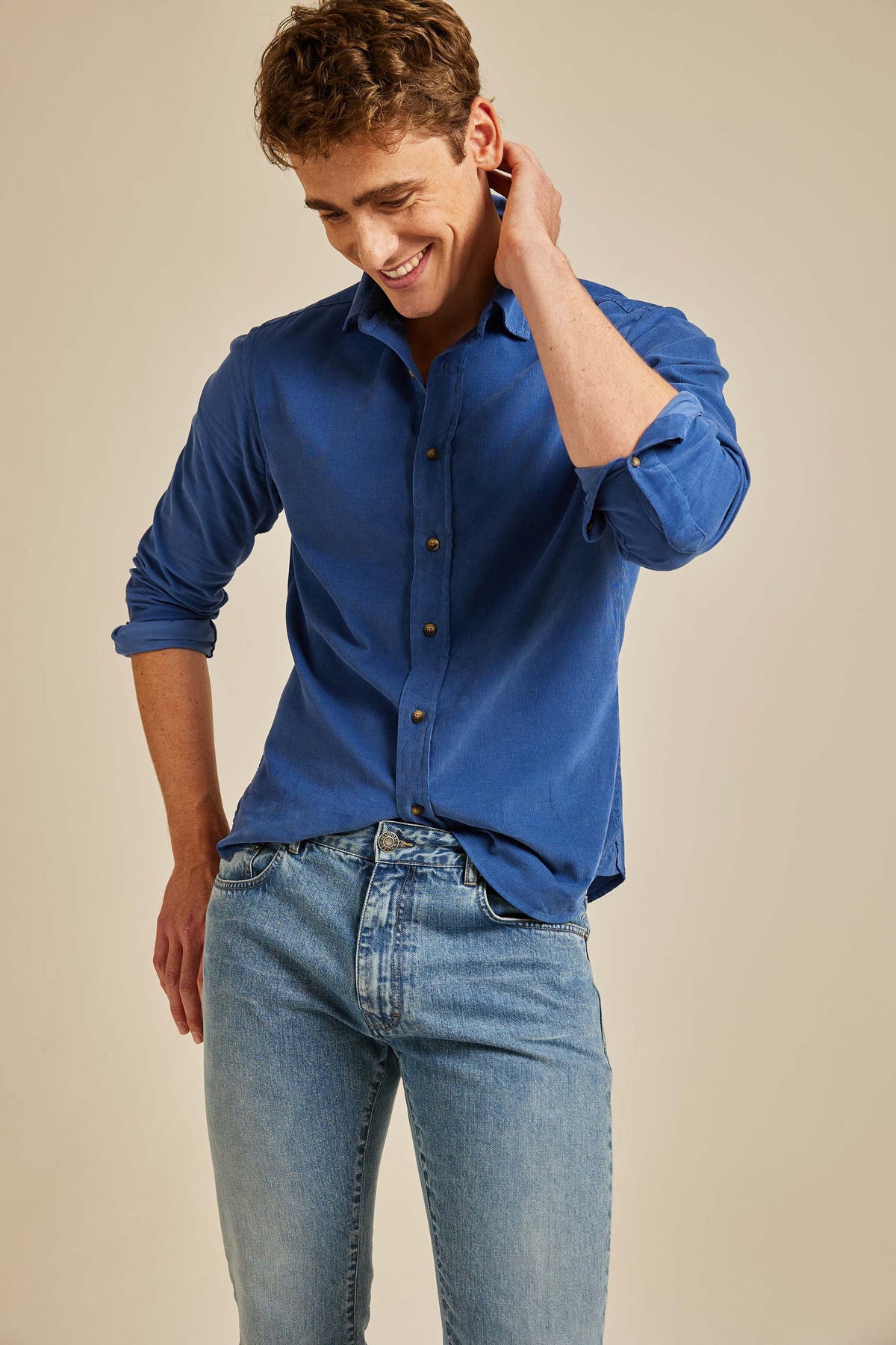 Wyck Stormy Blue Cord Shirt