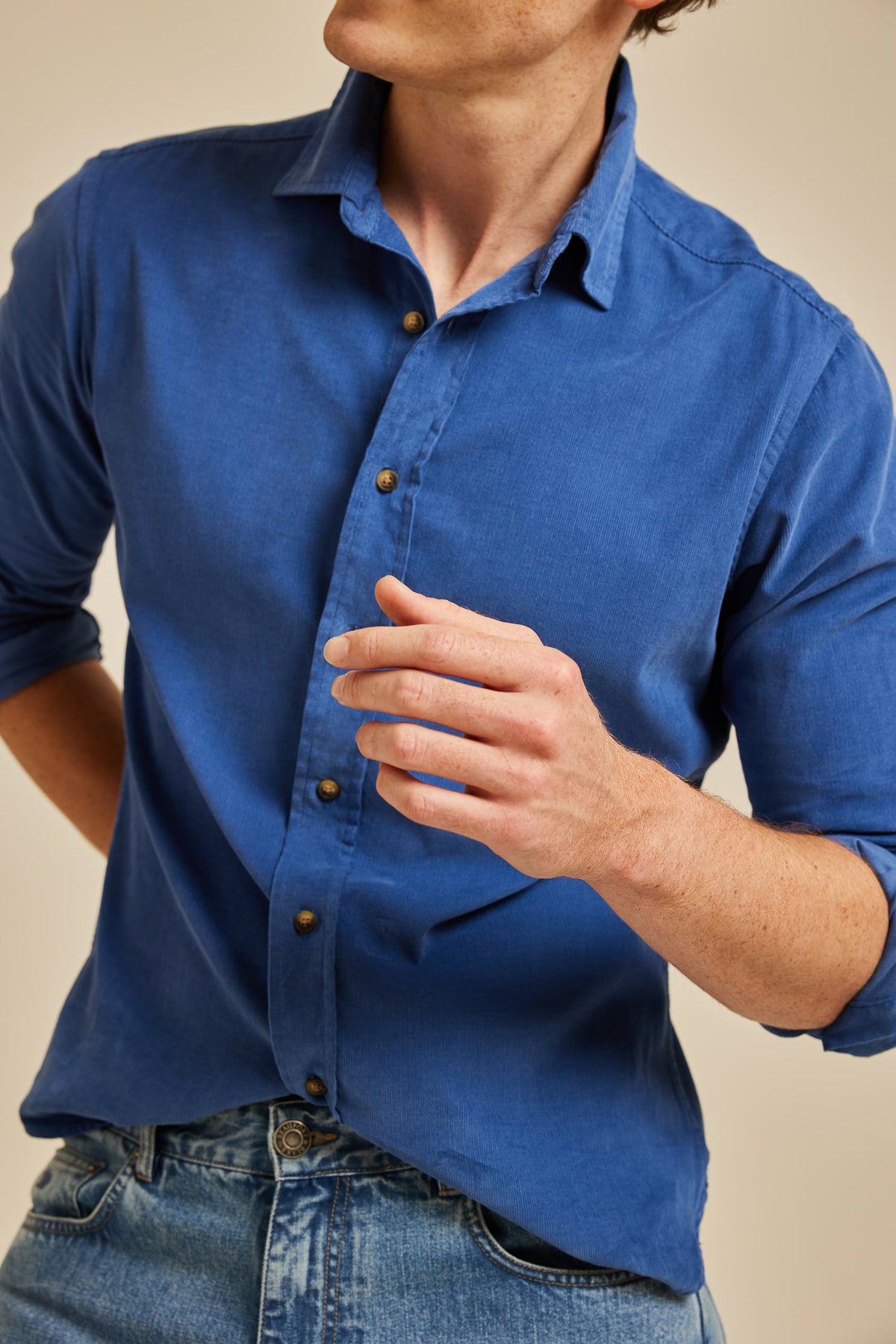Wyck Stormy Blue Cord Shirt